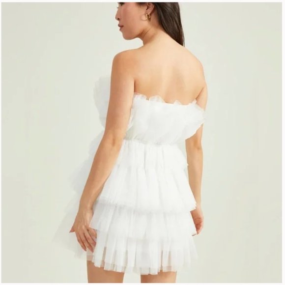 NWT Tulle White Bridal Bachelorette Graduation Dress - Picture 2 of 5